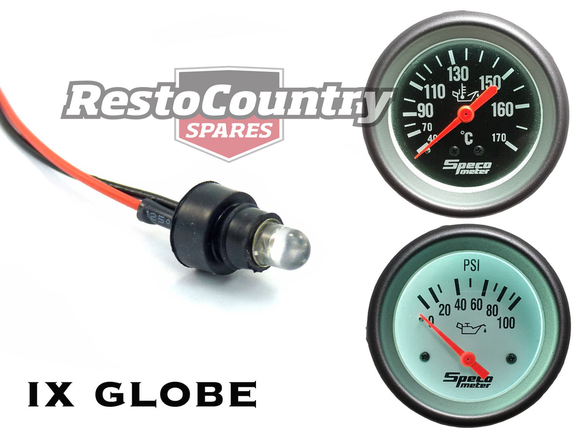 Speco LED GLOBE + Holder + Loom Assembly WHITE Suit 2" ELECTRICAL Gauges - 550-13