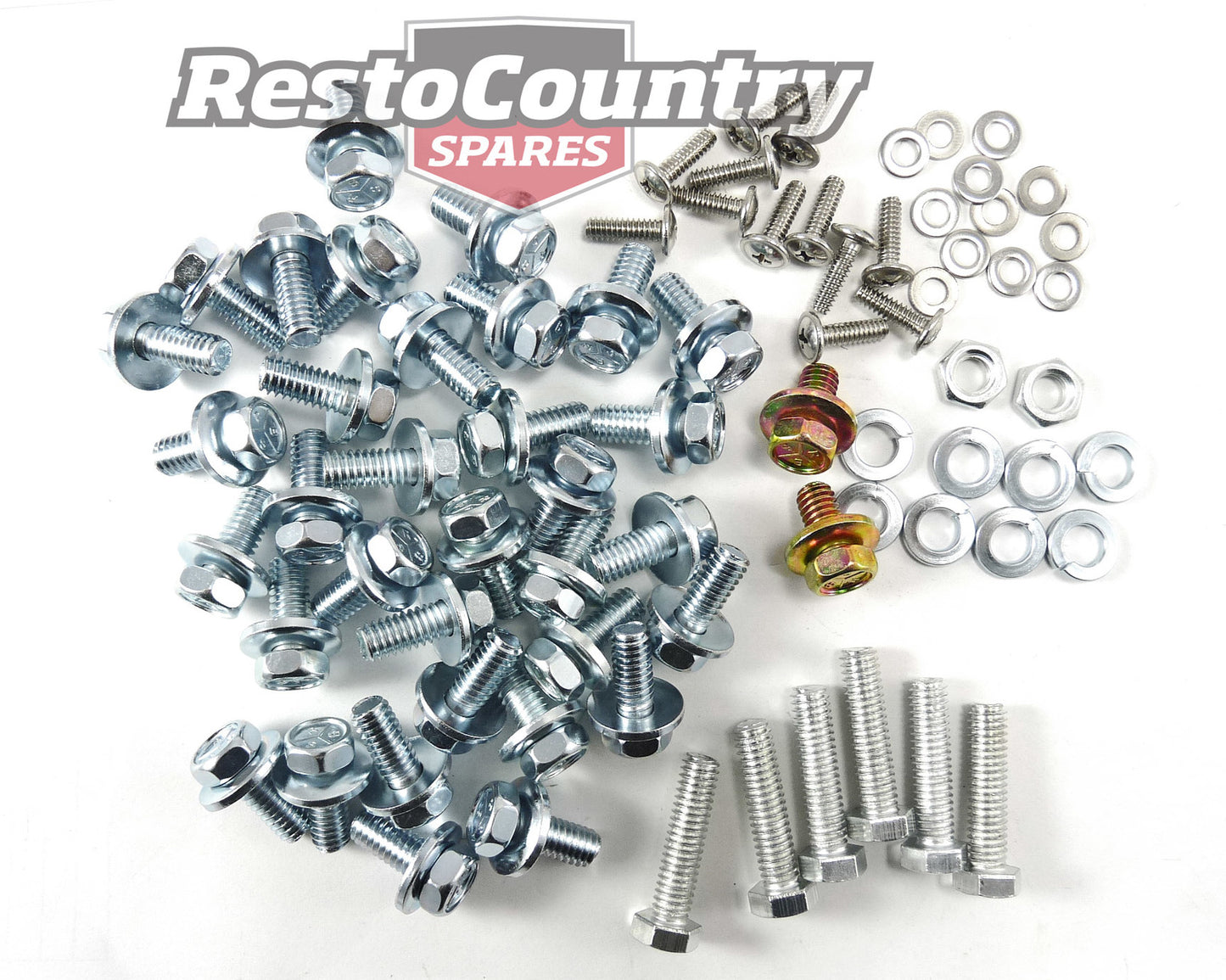 Holden Guard Panel Bolt + Nose Cone 76Pce Kit HQ HJ HX HZ Silver ZINC fender - 10049