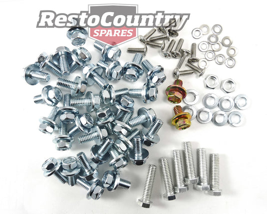 Holden Guard Panel Bolt + Nose Cone 76Pce Kit HQ HJ HX HZ Silver ZINC fender - 10049