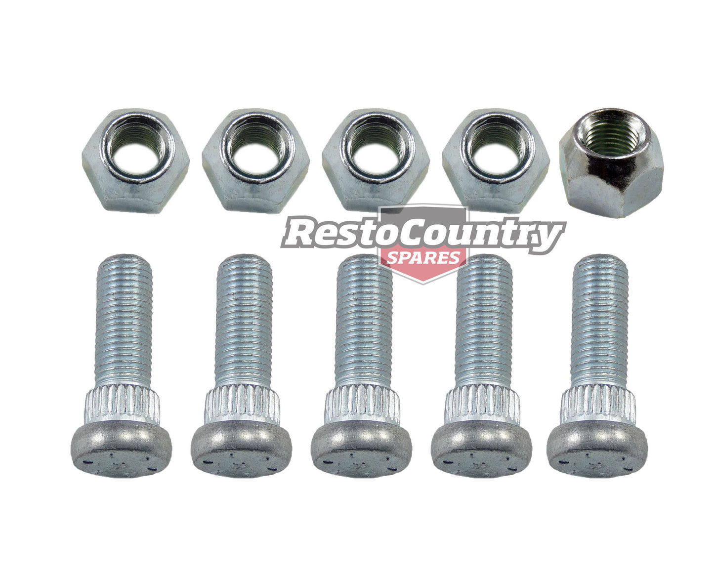 Holden Front Wheel Stud + Nut Kit x5 HQ HJ HX HZ WB LH LX Disc Drum - 10068