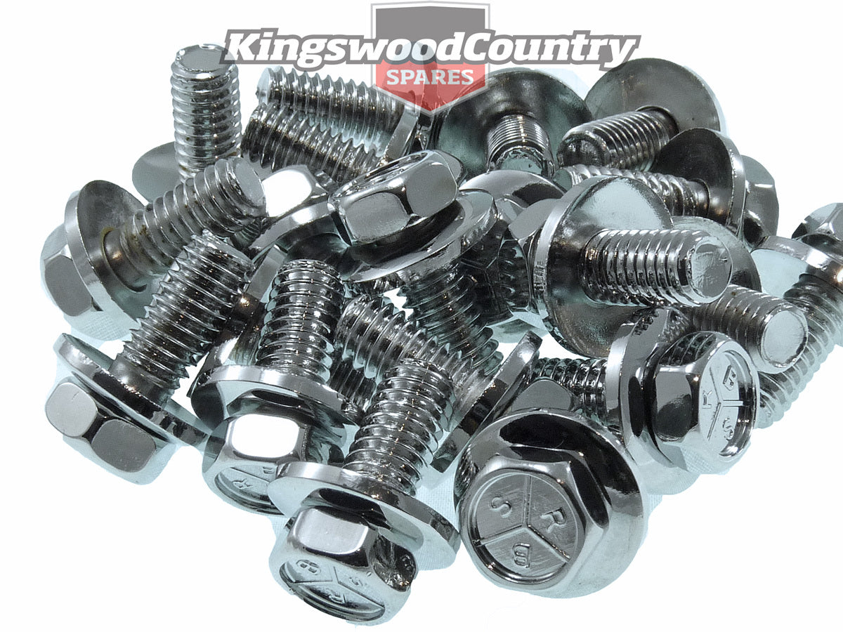 Holden CHROME Panel Bolt Set x20 HQ HJ HX HZ. Torana LH LX UC Guard Fender - 10121