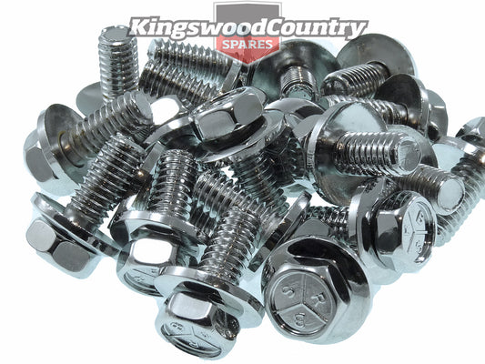 Holden CHROME Panel Bolt Set x20 HQ HJ HX HZ. Torana LH LX UC Guard Fender - 10121