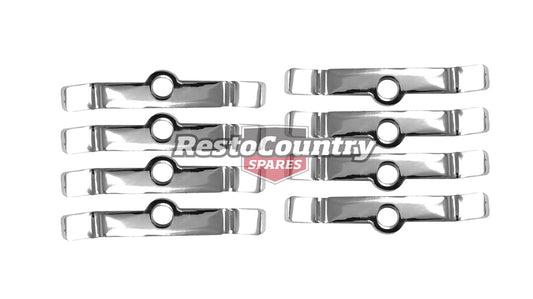"Holden Chrome Rocker Cover Hold Down Tab Kit x8 3" 6cyl 179 186 202 V8 253 308 - 101961"