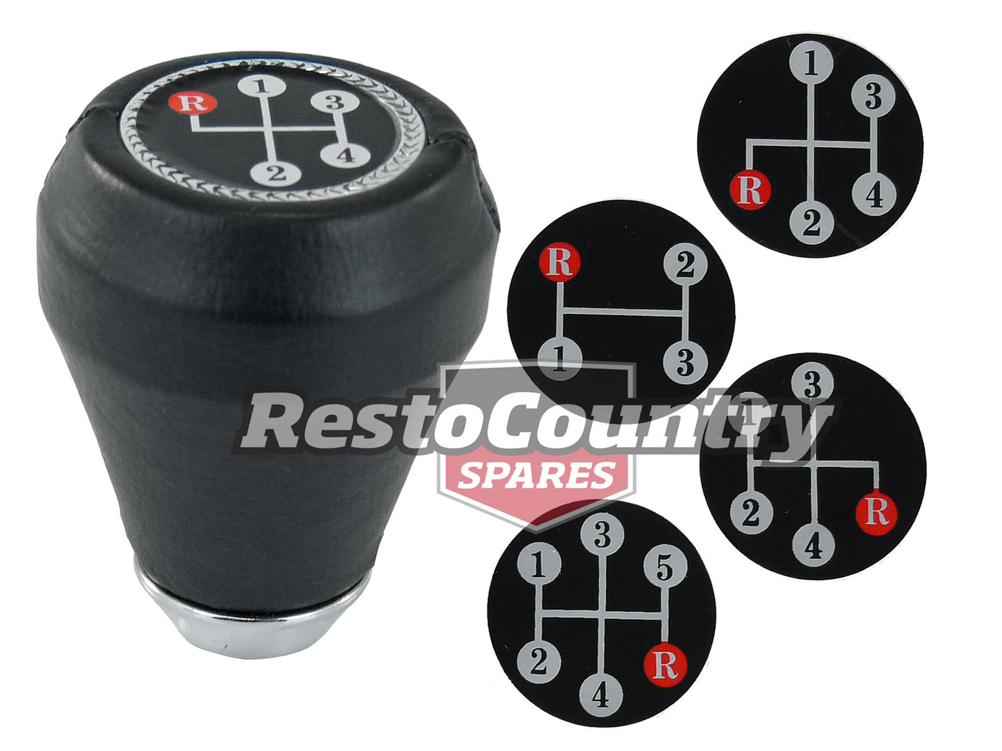 Speco Black Vinyl Gear Knob Handle + 5x Pattern Badges UNIVERSAL manual trans - 111445