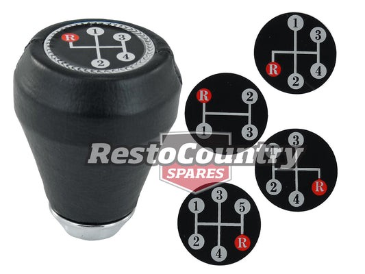 Speco Black Vinyl Gear Knob Handle + 5x Pattern Badges UNIVERSAL manual trans - 111445