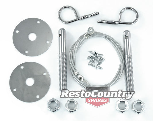 Speco Chrome Bonnet / Hood Lock Pin Kit - Clip + Lanyard latch boot panel - 121540