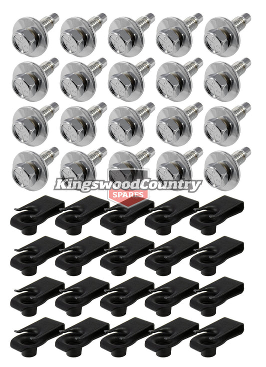 Ford Panel Bolt Kit CHROME XR XT XW XY XA XB XC x40pcs Guard Speed Nut MUSTANG - 20500
