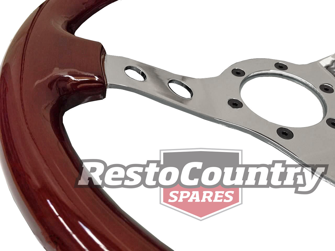Autotecnica Dino Woodgrain Polished Spoke Steering Wheel - 22-211CT