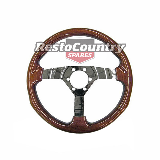 Autotecnica Raceway Woodgrain Polished Spoke Steering Wheel - 22-500C