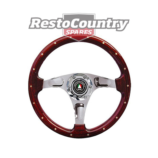 Autotecnica Bullit Woodgrain Polished 3 Spoke Steering Wheel - 22-930