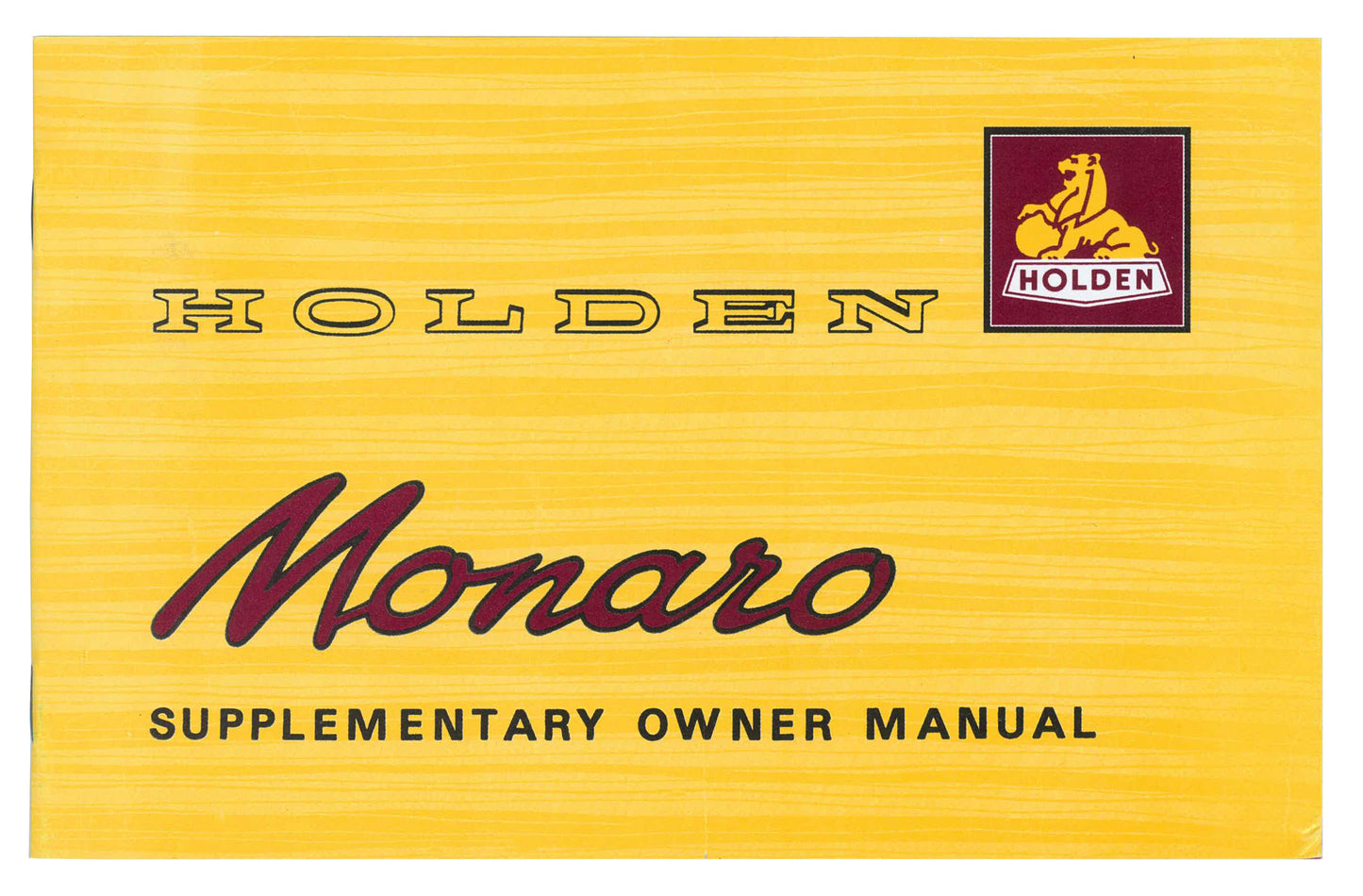Monaro Supplementary Owner’s Manual Holden HK - 2805866
