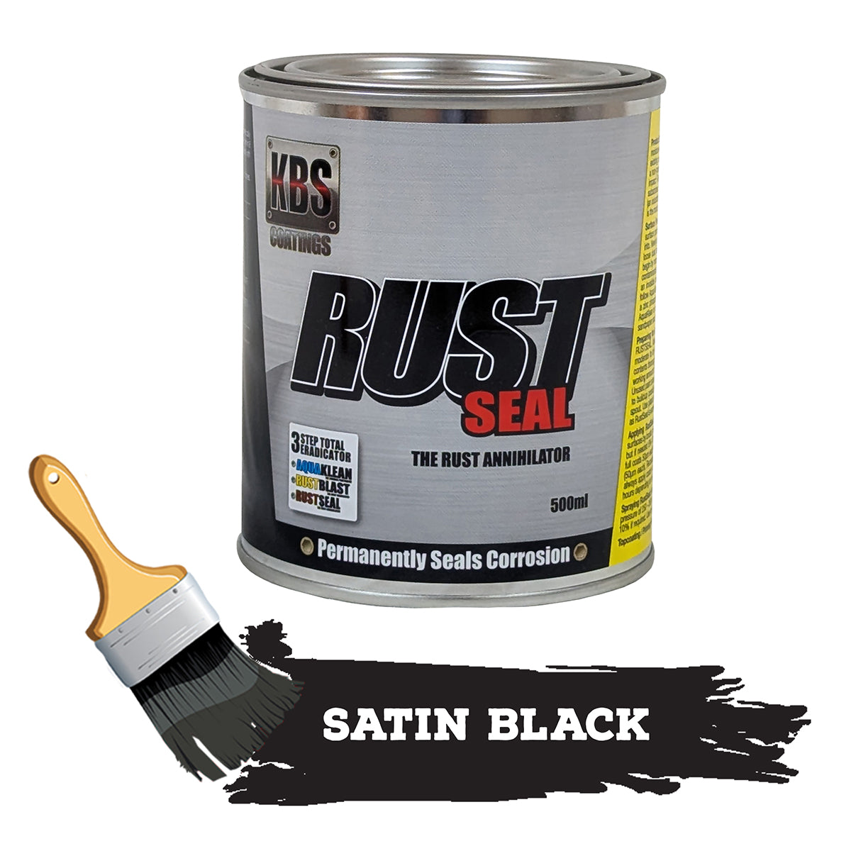 KBS RustSeal SATIN BLACK 500ml Rust Seal Paint Rust Preventive Coating - 4302
