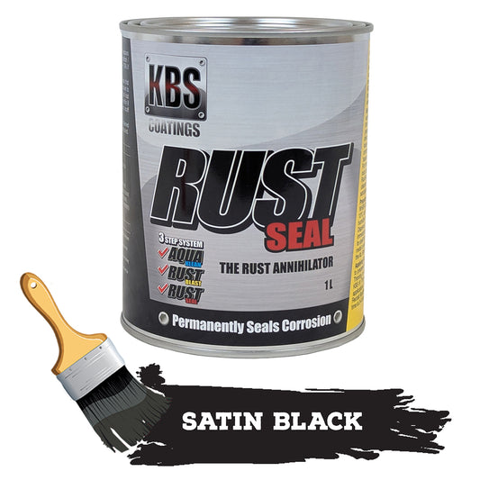 KBS RustSeal SATIN BLACK One 1 Litre Rust Seal Paint Rust Preventive Coating - 4402