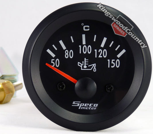 Speco 2 inch Electric Oil Temp Gauge 50-150C Black NEW instrument - 523-15
