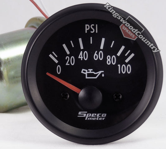 Speco 2 inch Electrical Oil Pressure Gauge 100psi Black - 523-16