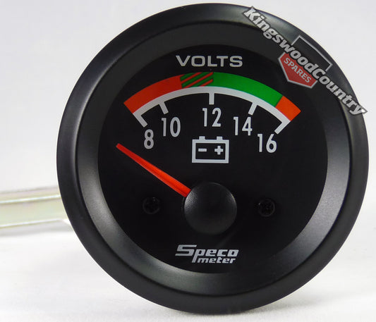 Speco 2" Black 8 - 16 Volt Gauge Black NEW Automotive Voltmeter - 523-22