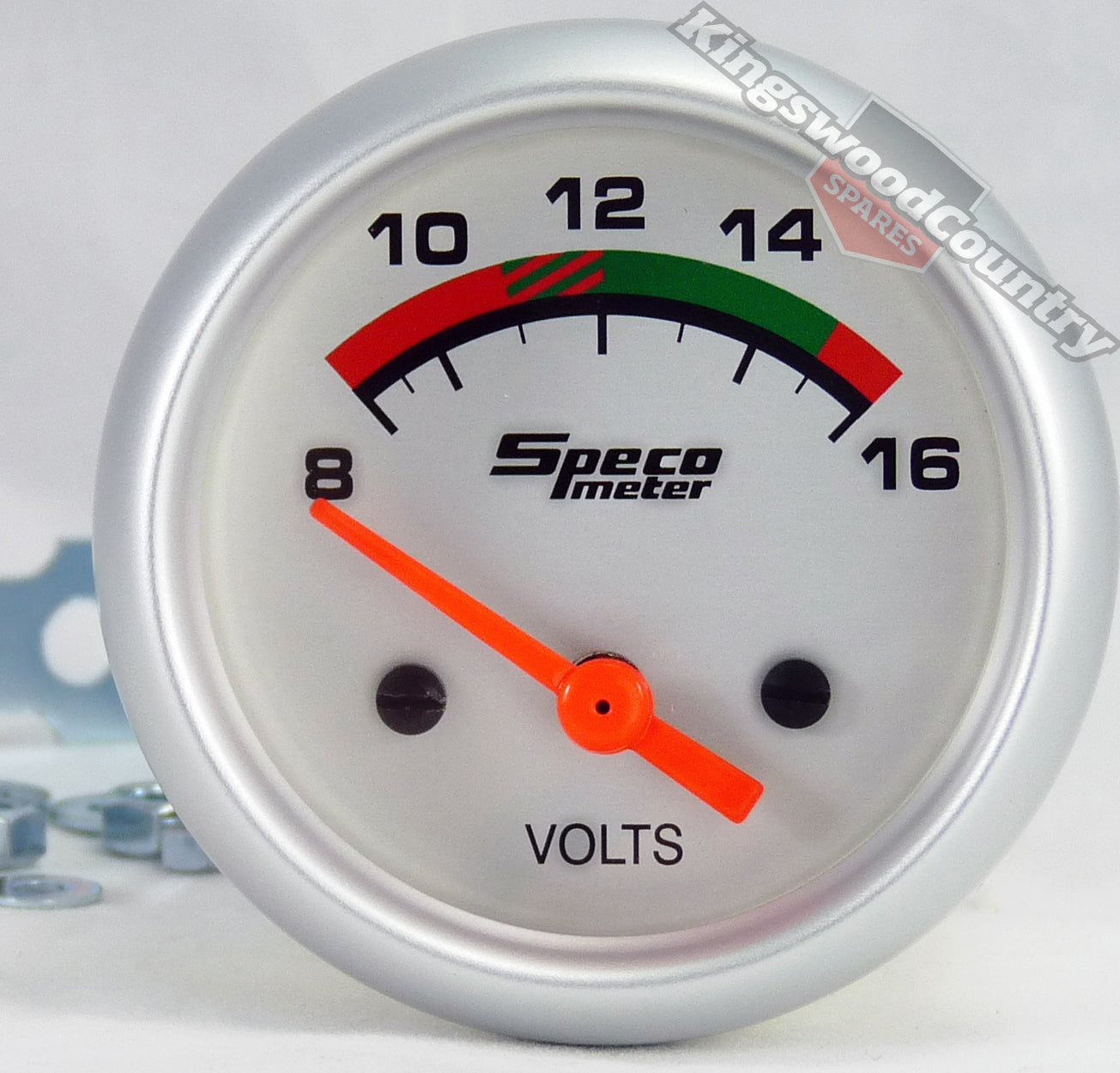 Speco 2 inch 8 - 16 Volt Gauge Electrical Voltmeter Volts White Auto GENUINE - 524-22