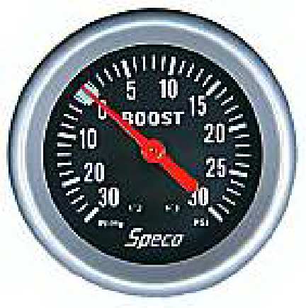 Speco 2 5/8 Mechanical BOOST/VAC Gauge 30psi Black Performance Series NEW turbo - 535-04