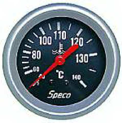 Speco 2 5/8 Mechanical Water Temp Gauge Black Performance Series 140d 1.8m Line - 535-23