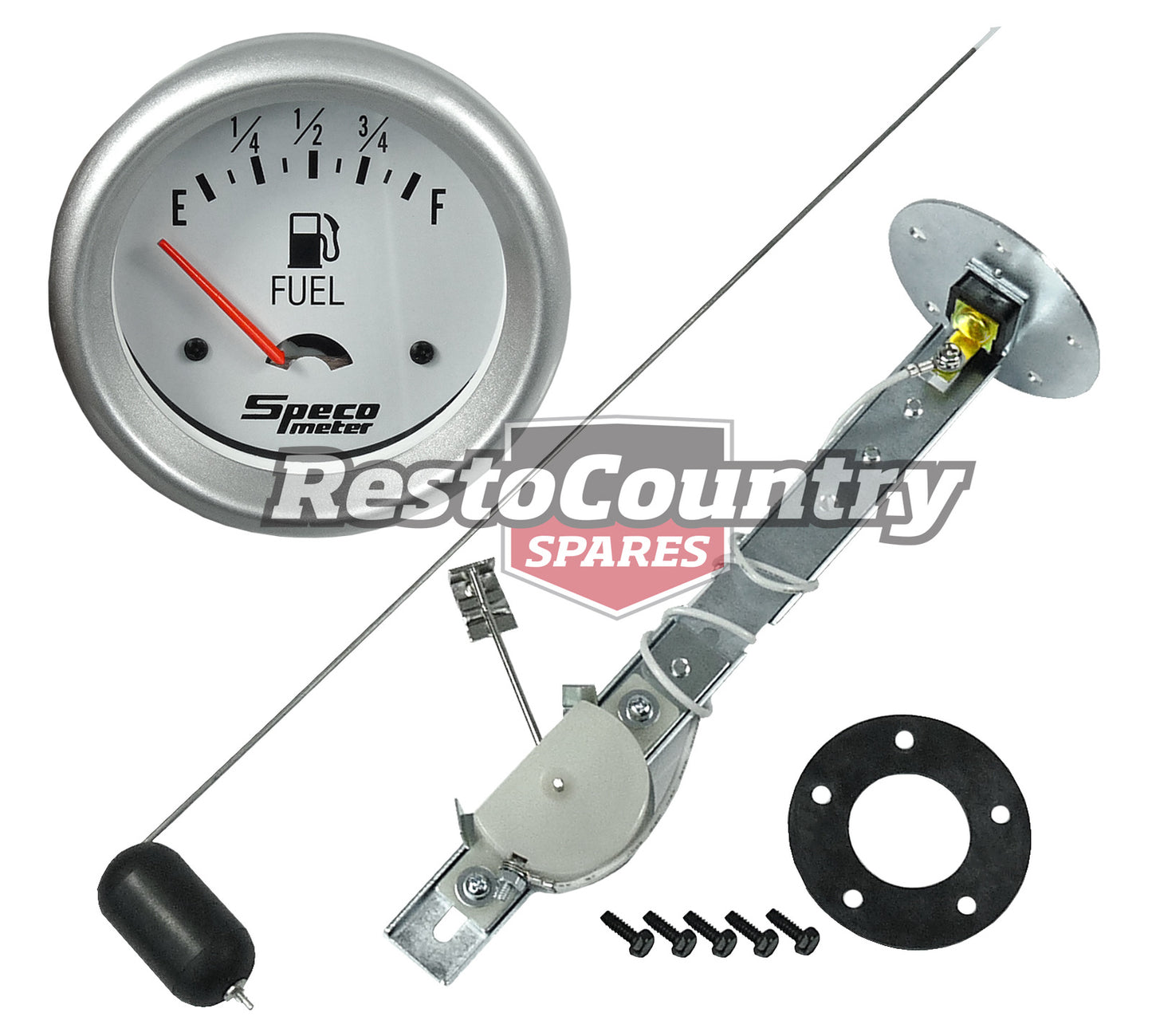 Speco 2 5/8" Electrical Fuel Level Gauge + Sender Assembly Silver Pro Series 12V - 537-06