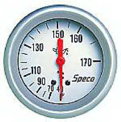 Speco 2 5/8 Mechanical Oil Temp Gauge 40-170 Silver Pro Series temperature - 537-15