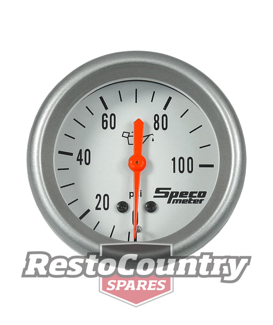 Speco 2 5/8 Mechanical Oil Pressure Gauge 100psi 3.6m Tube Silver Pro Series - 537-17