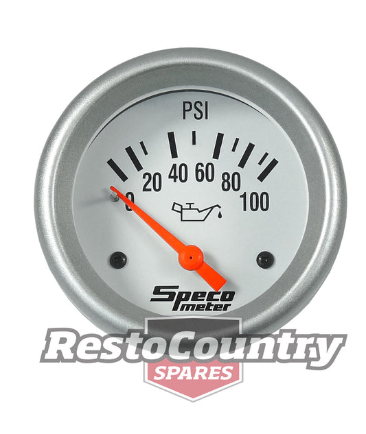Speco 2 5/8 Electrical Oil Pressure Gauge 100psi Silver Pro Series NEW engine - 537-20