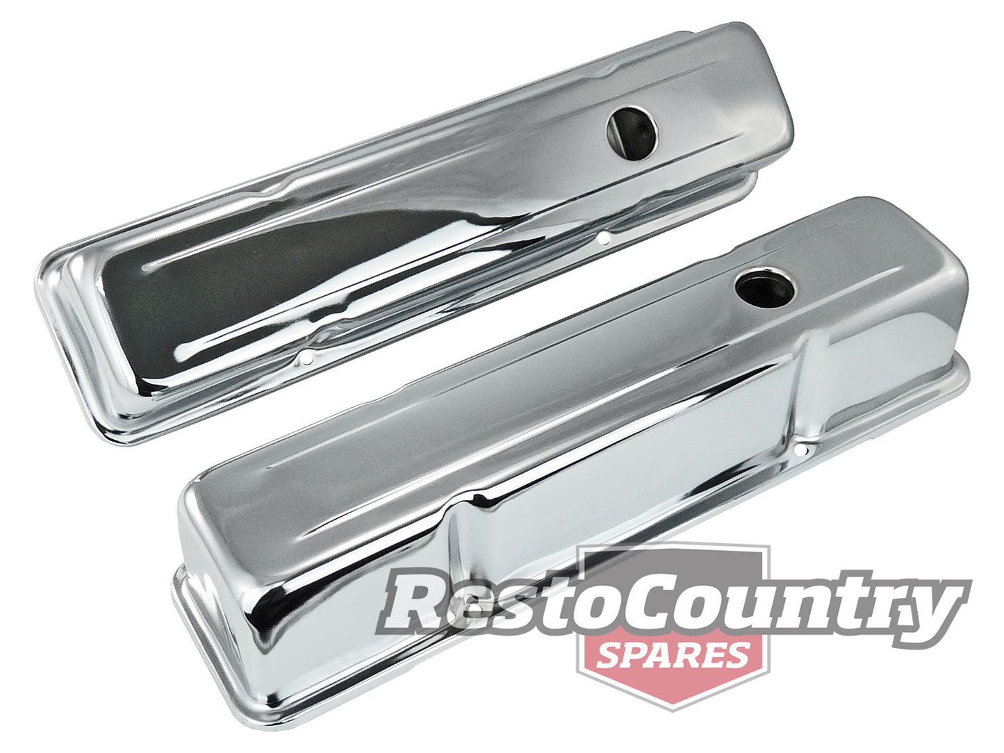 "Chev V8 Chrome Rocker Covers Small Block TALL (3.5") 283 307 327 350 sb valve - 551908"