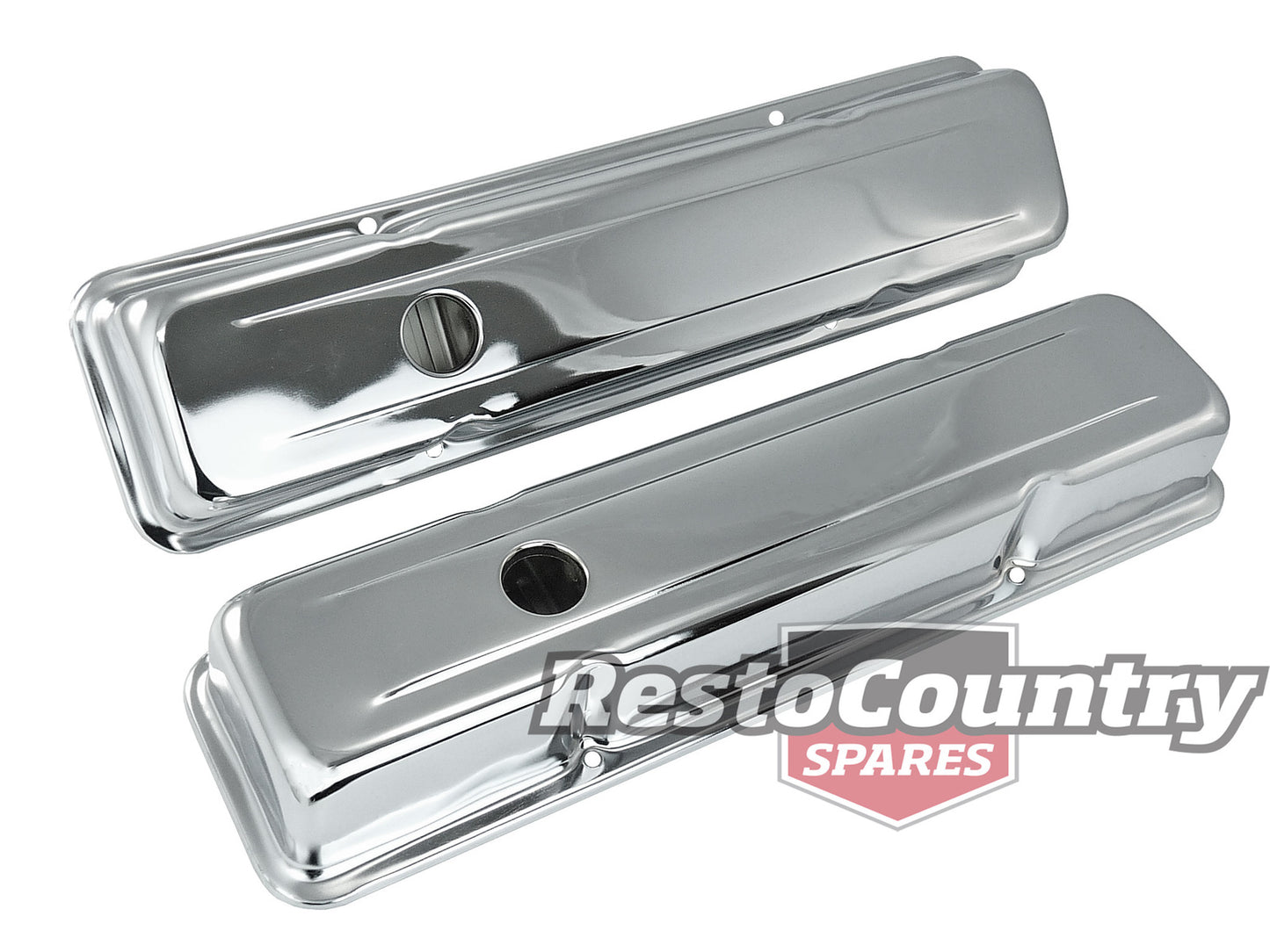 Chev V8 Chrome Rocker Covers Small Block SHORT (2.25") 283 307 327 350 sb valve - 551909