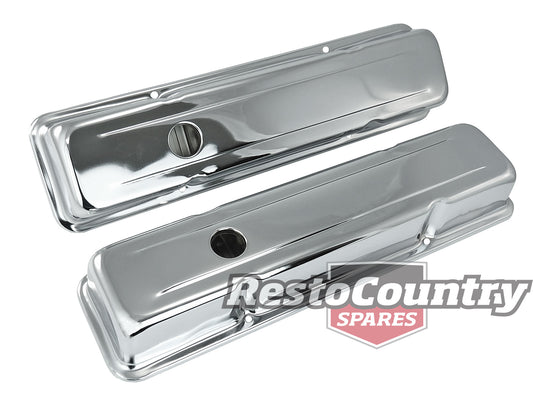 Chev V8 Chrome Rocker Covers Small Block SHORT (2.25") 283 307 327 350 sb valve - 551909