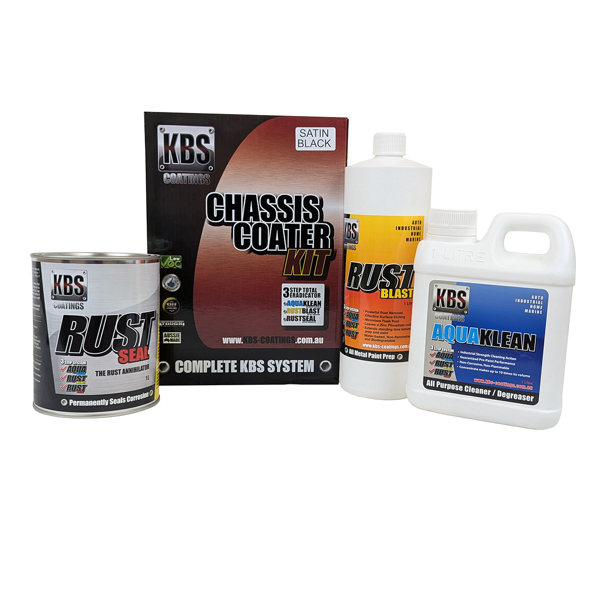 KBS Chassis Coater Kit SATIN BLACK Rust Corrosion Prevention Degreaser - 57002