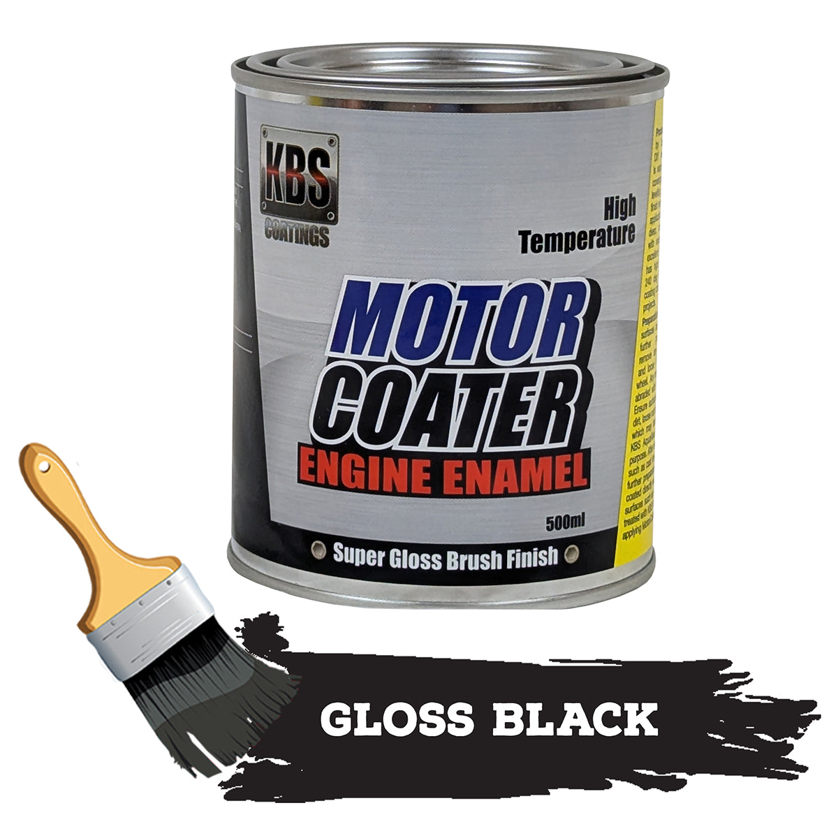 KBS Motor Coater Engine Enamel 500mls GLOSS BLACK High Temperature Paint - 69301
