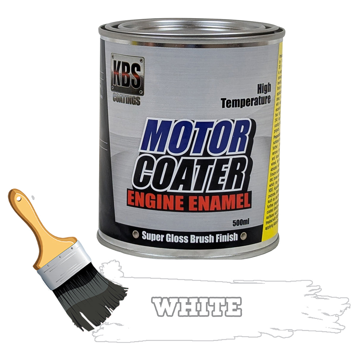 KBS MotorCoater Engine Enamel Paint ‘White’ 500ml Tin - 69307