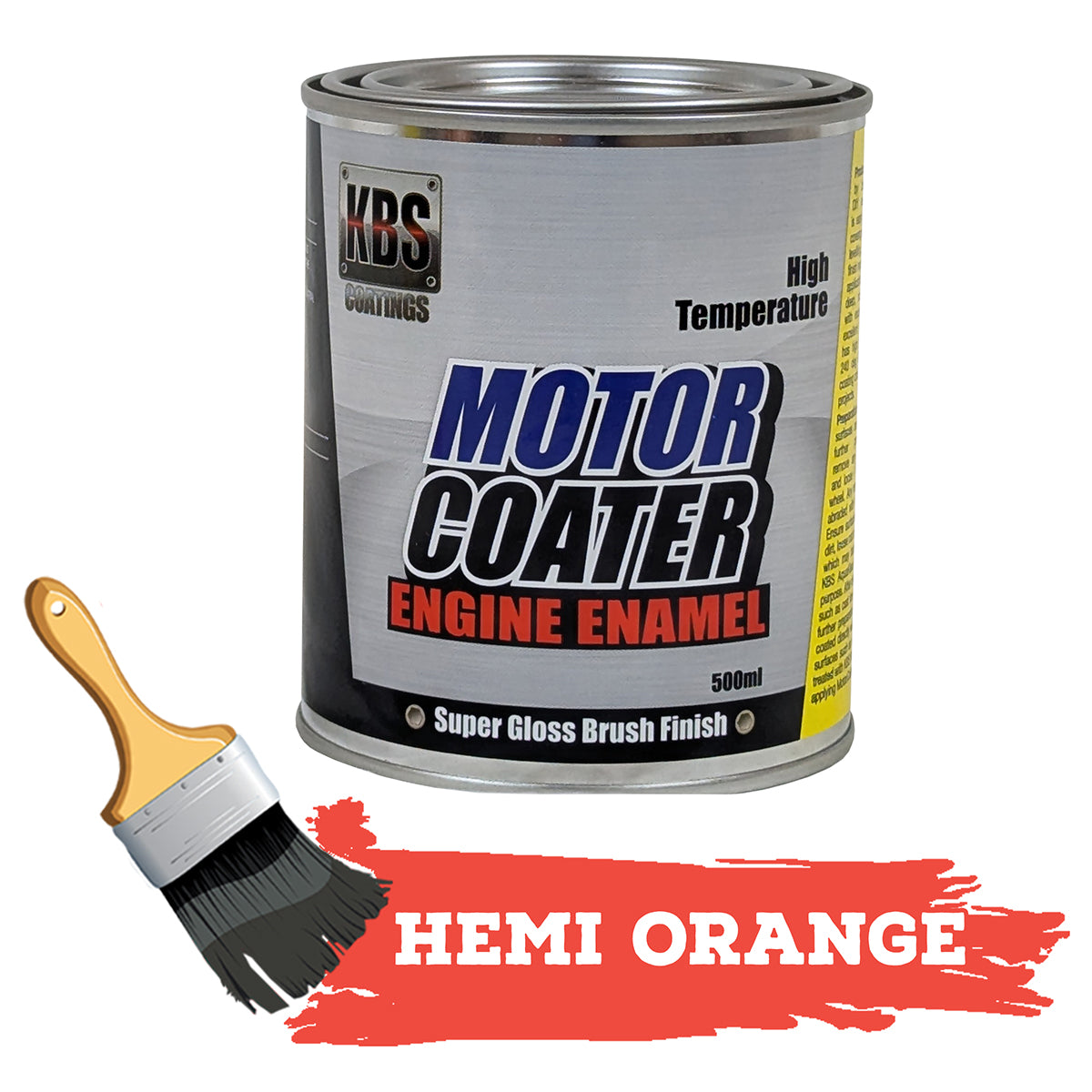KBS Motor Coater Engine Enamel 500mls HEMI ORANGE 66-71 High Temperature Paint - 69308