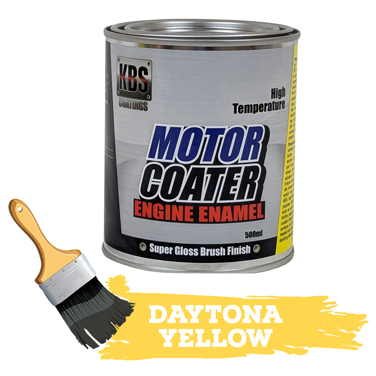 KBS Motor Coater Engine Enamel 500mls DAYTONA RACE YELLOW High Temp Paint - 69311
