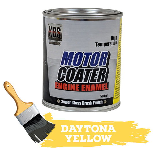 KBS Motor Coater Engine Enamel 500mls DAYTONA RACE YELLOW High Temp Paint - 69311