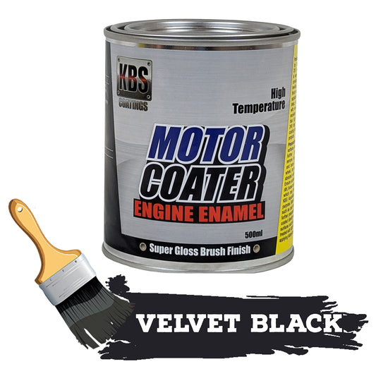 KBS Motor Coater Engine Enamel 500ml VELVET BLACK Holden Ford V8 High Temp Paint - 69312