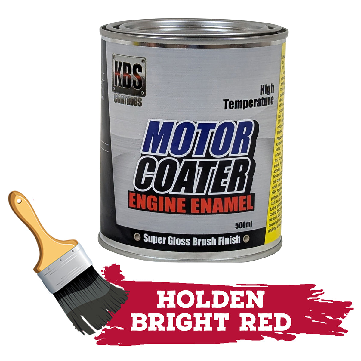 KBS Motor Coater Engine Enamel 500mls HOLDEN BRIGHT RED HD HR x2 High Temp Paint - 69317