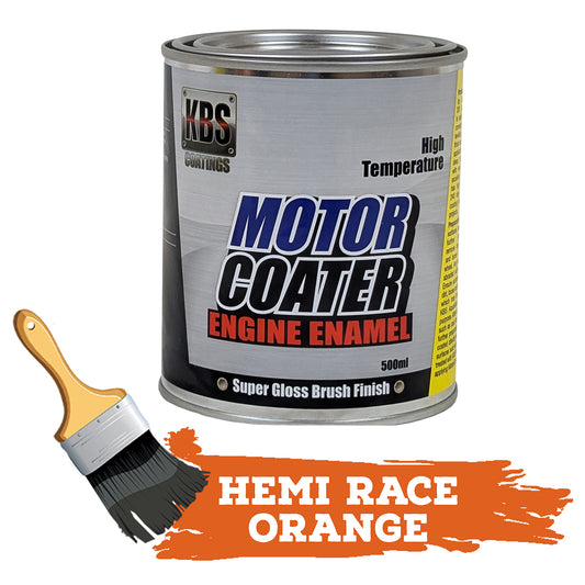 KBS Motor Coater Engine Enamel 500ml RACE Hemi Orange 62 - 64 High Temp Paint - 69319