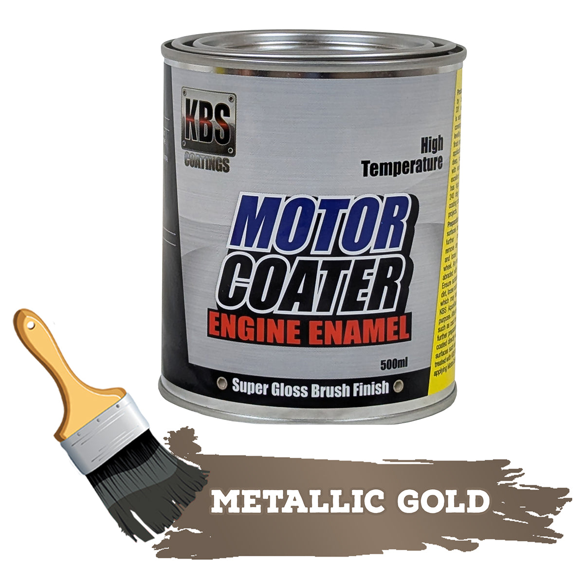 KBS Motor Coater Engine Enamel 500mls METALLIC GOLD High Temperature Paint - 69323