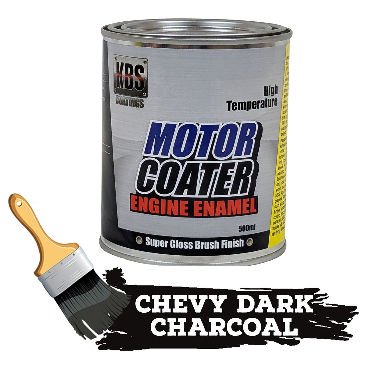 KBS Motor Coater Engine Enamel 500mls CHEV DARK CHARCOAL High Temp Paint - 69325