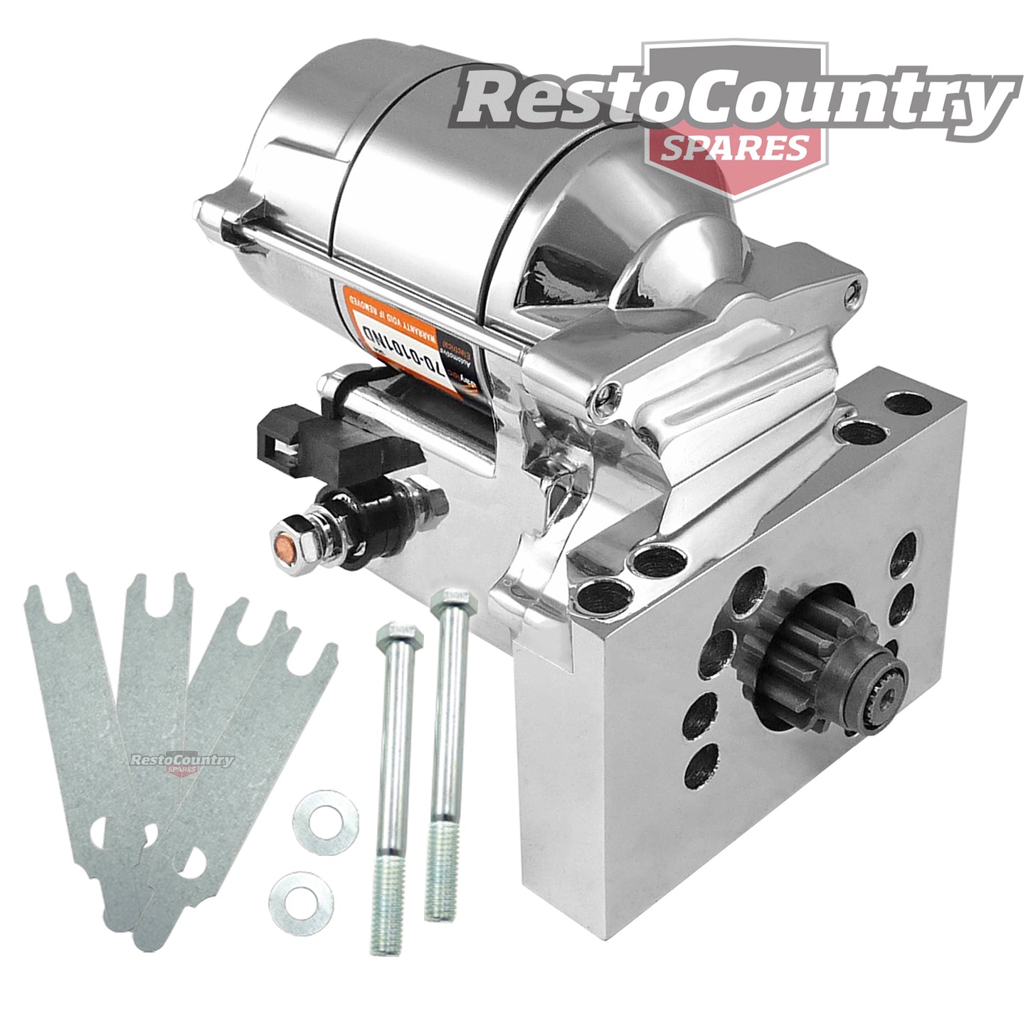 CHROME Starter Motor 350 Chev to Suit 153 + 168 Tooth Ring Gear Rotatable 1.4kw - 70-0101ND