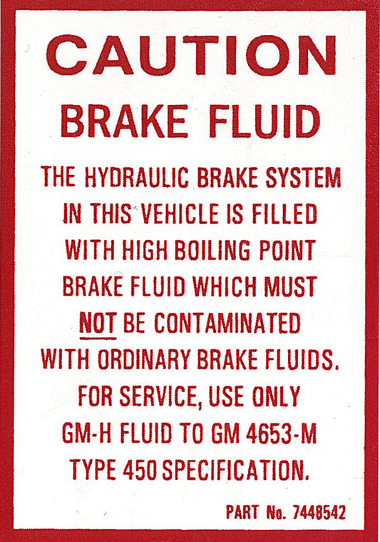 Brake Fluid Decal Holden HD HR HK HT HG LC LJ - 7448542