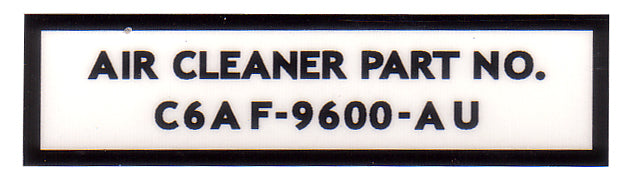 Air Cleaner Decal ‘Part No.’ Ford XR GT - AD2000C