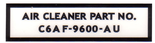 Air Cleaner Decal ‘Part No.’ Ford XR GT - AD2000C