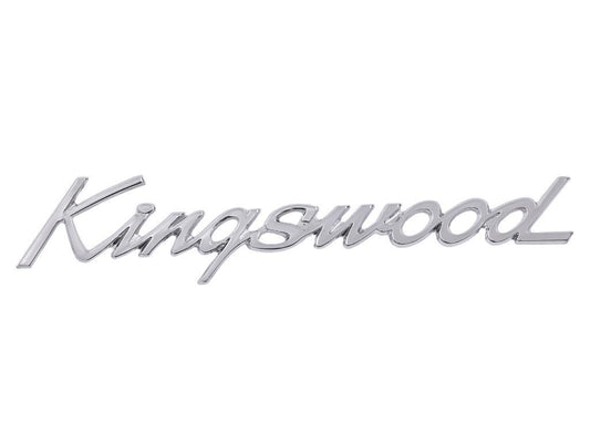 Holden "KINGSWOOD" Badge x1 NEW HK HT HG Guard or Boot Alloy Die Cast Chrome - B1041