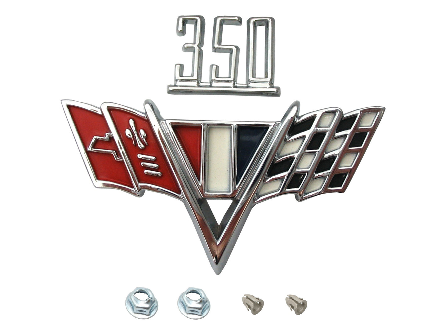 Holden HK HT HG HQ - 350 - Badge +Flags +Clips Chev V8 Sedan Wag Ute Van Monaro - B1083A