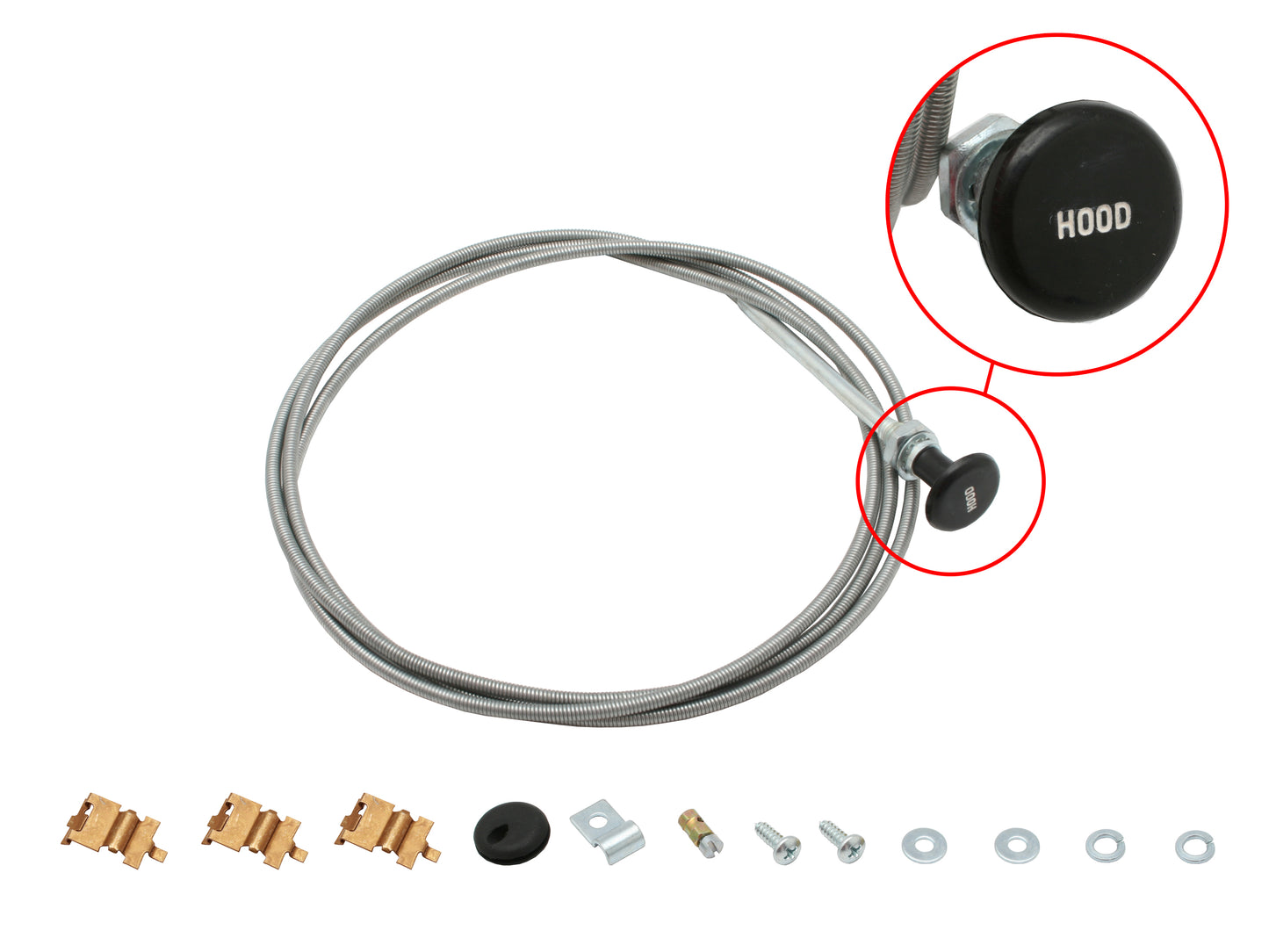 Holden Bonnet Release Cable + Grommet + Clips HQ Round Knob hood open - BC1011