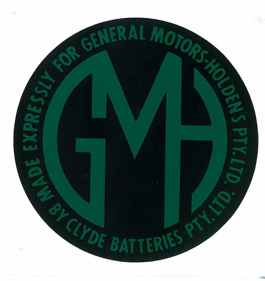 Battery Decal ‘GMH’ Holden 48 FJ FE FC FB EK EJ EH - BD1042