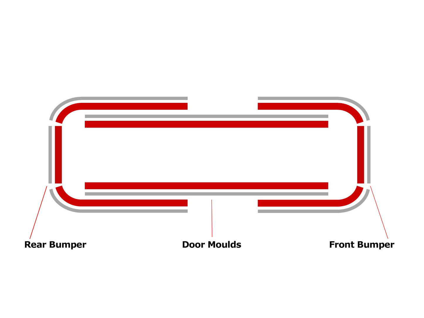 Body Decal Stripe Kit (Red / Silver) Holden VL Berlina - BD1117
